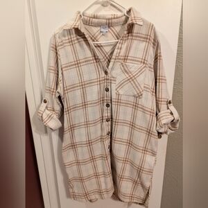 Plaid Button Up Shirt Dress With Pockets Cozy Co by Casual Cozy Medium